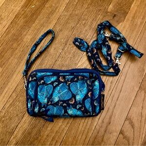 Laurel Burch Blue Cats Crossbody Wristlet